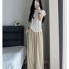 2025 Women's High Waist Ice Silk Yamamoto Pants: Summer Drape, Casual, Versatile, Lazy Style, Straight Fit