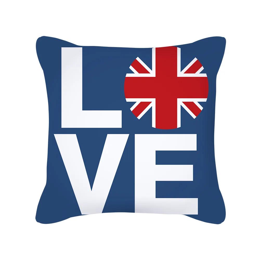 British Style Cushion Cover 18x18 Inches Pillow Case Red Blue Pillow Covers Retro Home Decorations Throw Pillow Case for Couch