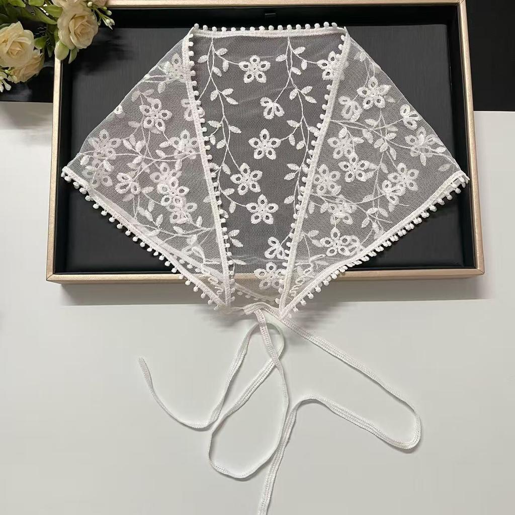 Pastoral French Lace Triangle Headscarf & Waistband Accessory - Women's Retro Sun Protection Silk Scarf
