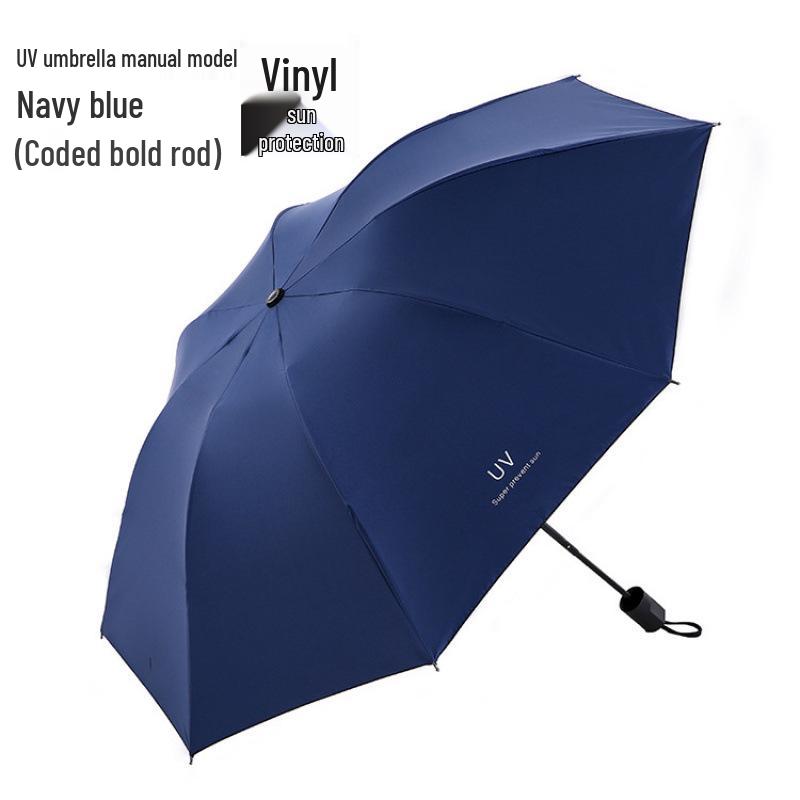 Women's Foldable UV Protection Sunshade: Black Vinyl Automatic Umbrella for Rain or Shine