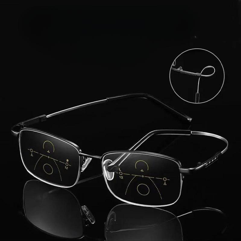 Memory Titanium Alloy Sun Transition Photochromic Progressive Reading Glasses Men Anti-blue Light Multifocal Presbyopia Glasses