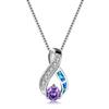 Simple ins Ladies Pendant White Gold Round Aqua Blue Diamond Necklace
