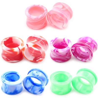Alisouy 2 Stück Grün Blau Rosa Acryl Hohl Ausgestellt Ohr Tunnel Plugs Expander Keilrahmen Messgeräte Ohrringe Piercing Körperschmuck