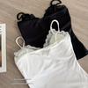 Elegant White V-Neck Lace Camisole with Chest Pad for Women
