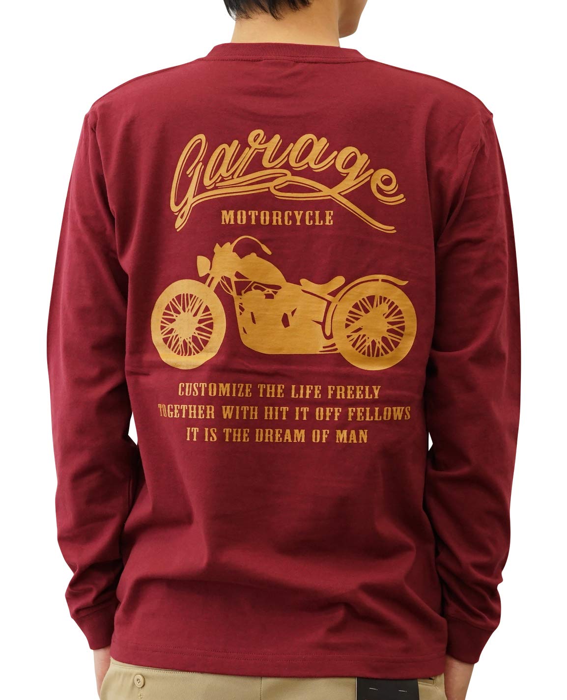 

МОТОЦИКЛ с оригинальным байкером для мужчин и бордовый [Jeans Bug] футболка с длинным рукавом с принтом, женщины, LRT-MOTOR, XL, (72)