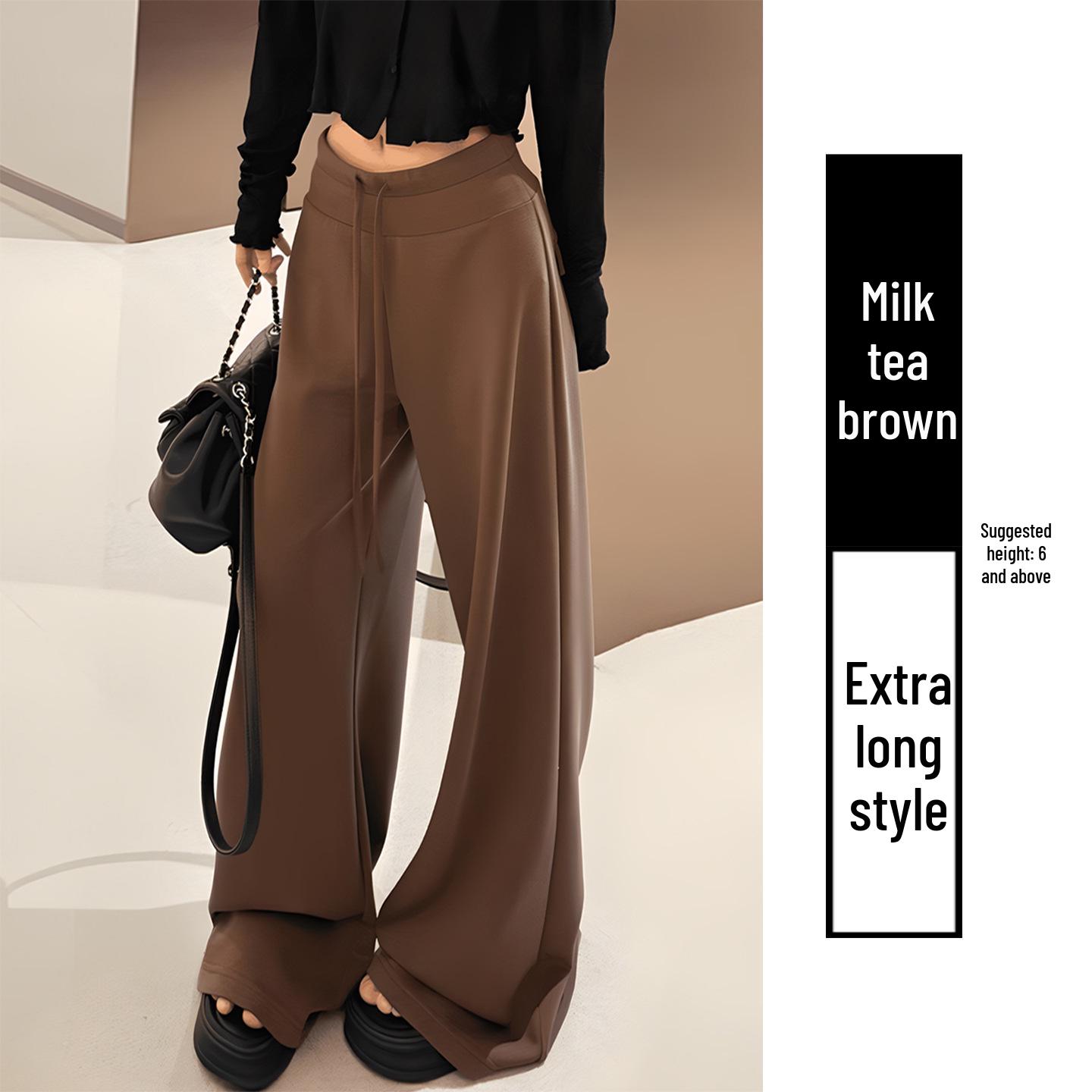 

Women s Dark Blue High-Waisted Wide-Leg Sweatpants - Spring 2026 Casual, Loose, Versatile, and Slimming Drapey Pants. Extra Large