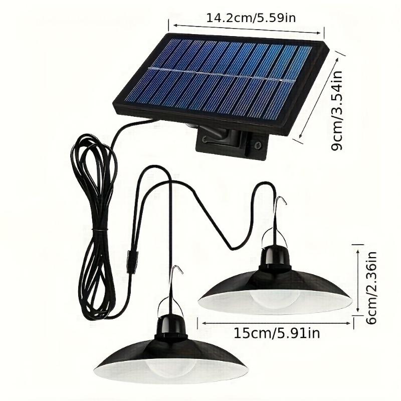 1SET Solar LED Chandelier, Single or Double Head Outdoor Chandelier, IP65 Protection Rating Camping Decorative LED Bulb
