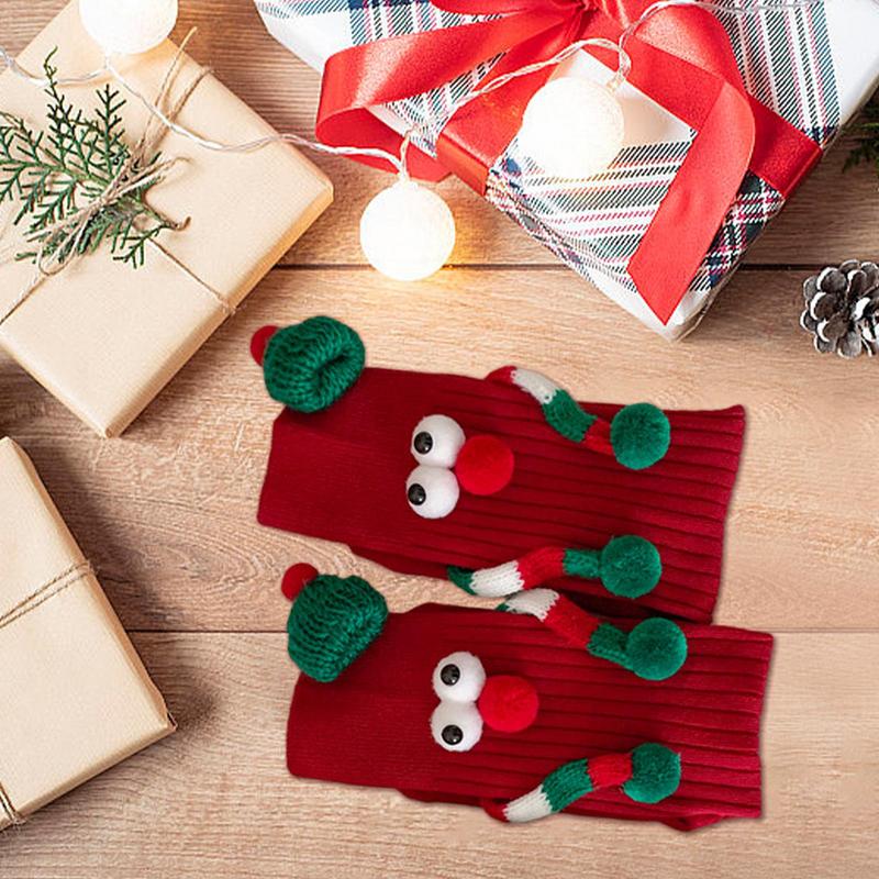 Hand Holding Socks Magnet Socks Elastic Cartoon Hand Socks Holiday Gift Comfortable Funny Christmas Supplies Gift For Winter