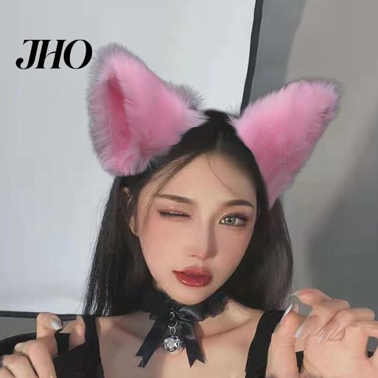 Tiara Ajustável Orelhas de Gato de Pelúcia Cosplay Festa Halloween Feito à Mão Leve Aro de Cabelo Adereço para Fotografia de Ambiente Festivo