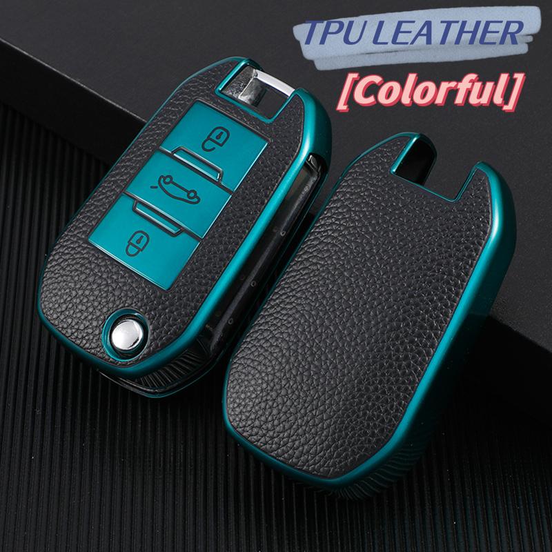 For Peugeot 208 2008 301 308 3008 Rcz 508 408 307 Case For Citroen C3 C4 Berlingo Tpu Leather Flip Folding Key Fob Cover