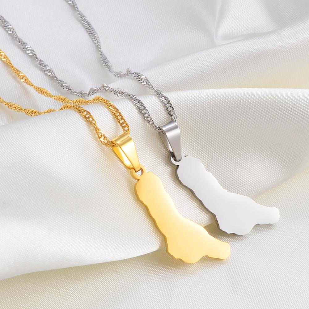 Anniyo Comoros Moroni Union of Comoros Map Pendant Necklaces Grande Comore Silver Color/Gold Union des Comores Jewelry #266121