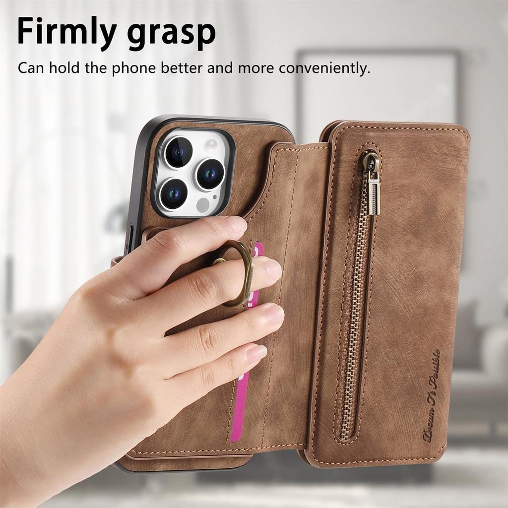 3-in-1 Luxury Leather Wallet Case for iPhone XS/11/12/13/14/15/16/17 w/ Stand, Shockproof, RFID, Multi-Slot & Zipper