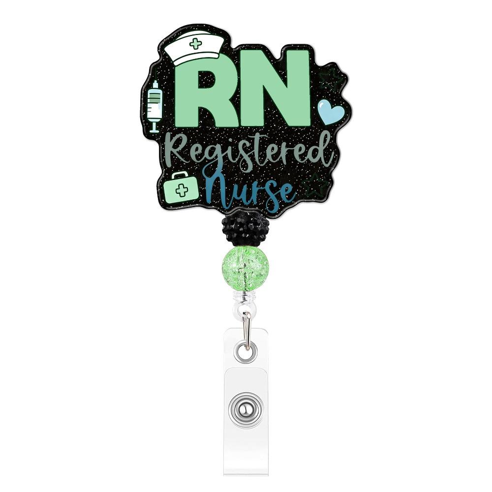 Retractable Structure Nurse Badge Reel Delicate Beaded Craft Beaded Badge Reel Gift Choice