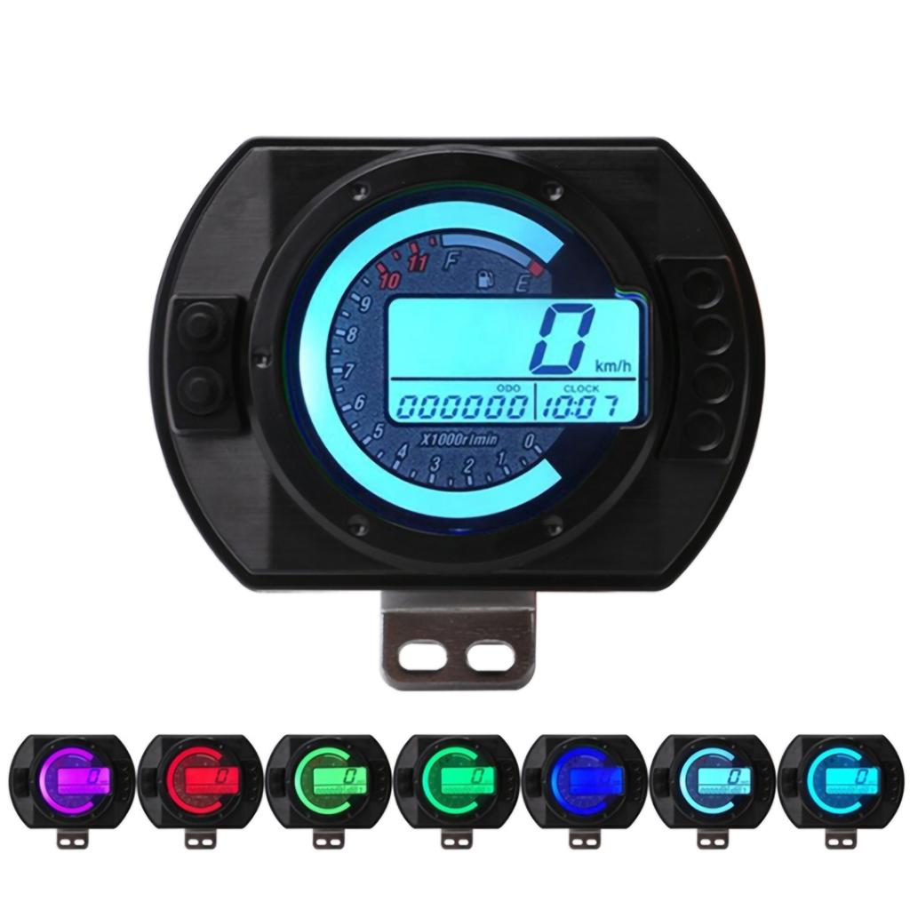 DC12V 0?199 km/h(Meilen) LCD Universeller Digitaler Kilometerzähler Tacho Drehzahlmesser Motorrad Instrument