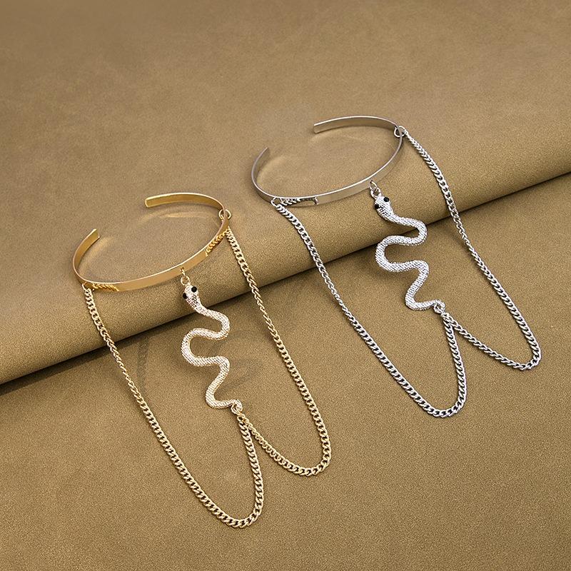 Jewelry Personality Creative Retro Inlaid Diamond Snake Tassel Arm Ring Elegant Versatile Body Chain Bracelet for Women