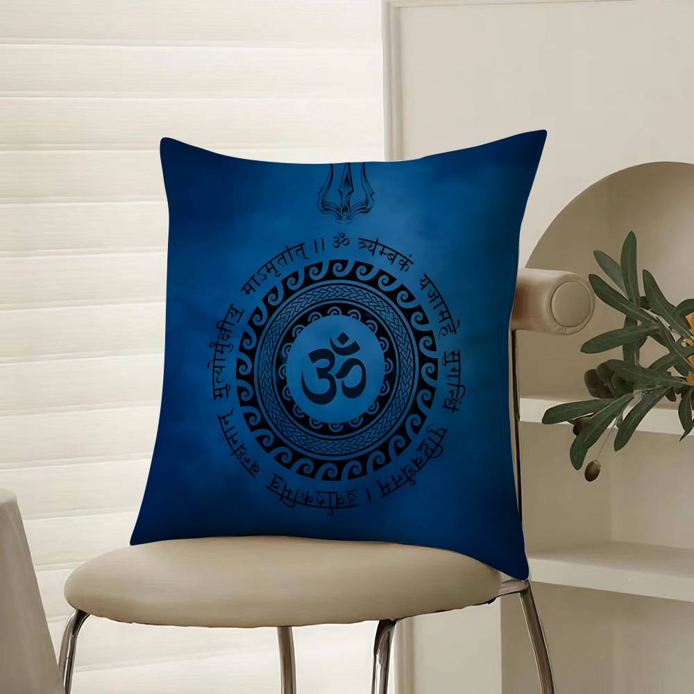 Shiva Classical Design Print Pillow Case Comfort Sofa Bed Silky Elegant Invisible Zipper Decorative Cushion Cover