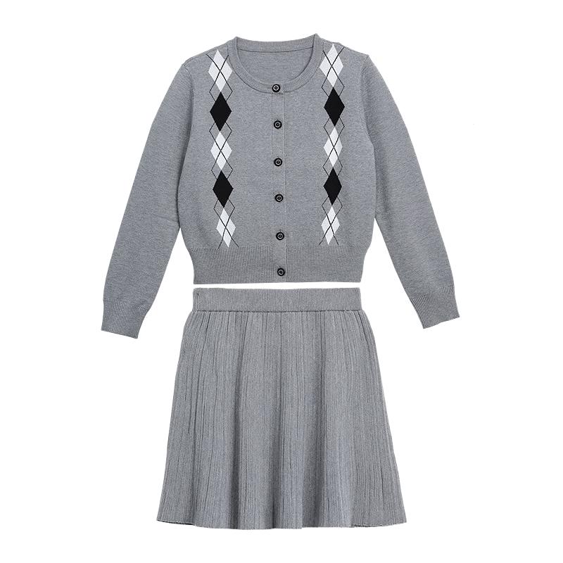 Betu Women's 2026 Spring Elegant Cardigan & Skirt Two-Piece Set