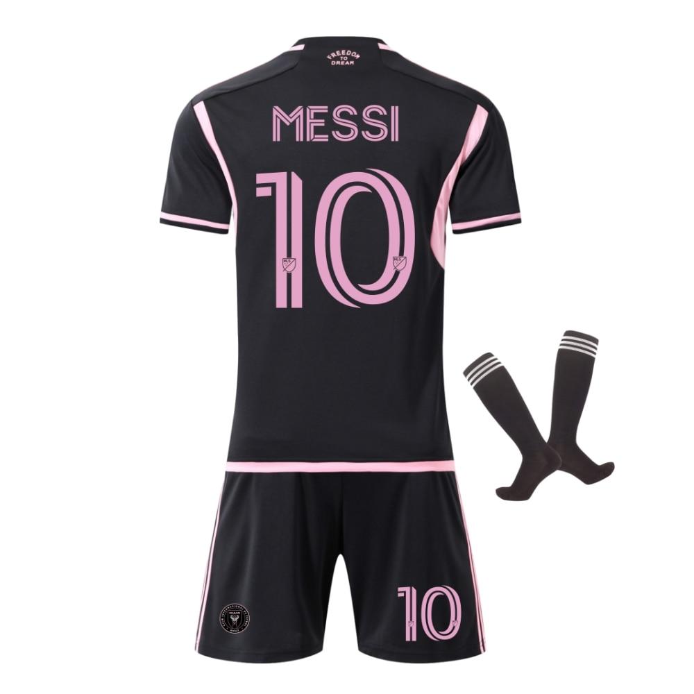 Barnsportutrustning Miami Messi Fotbollströja Andningsbar Snabbtorkande Träningströja Unga Pojkar Flickor 2024 Ny Röd Storlek 5-12