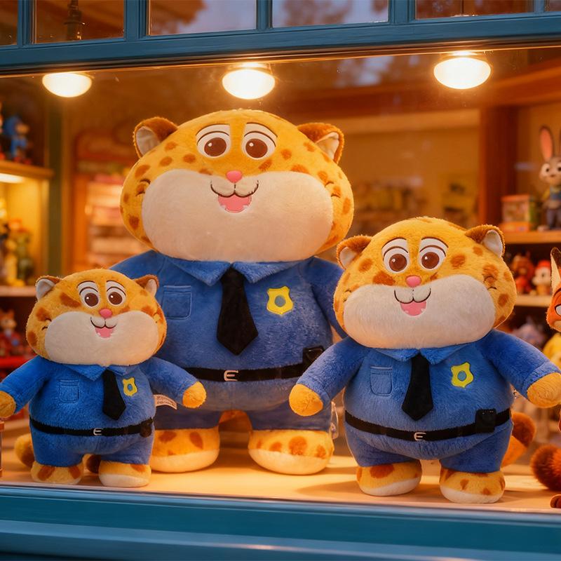 Cute and crazy Animal City Leopard Police Officer, large plush toy, best friend, children's gift, passenger seat