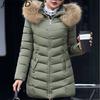BITCED Winter Coat for Women - Mid-Length Slim-Fit Cotton Jacket with Large Fur Collar and Down-Filled Quilted Design