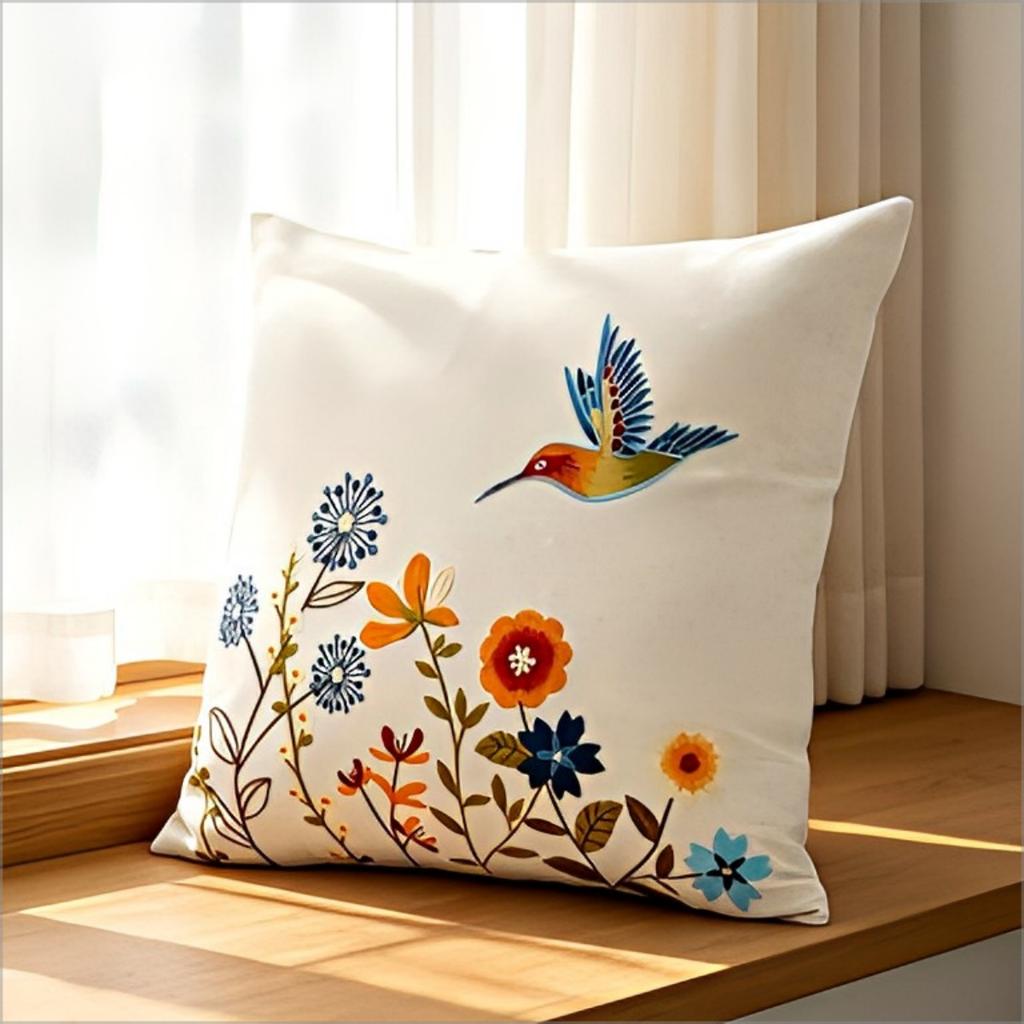 Hummingbird Floral Throw Pillow Cover Vintage Boho Flower Bird Decorative Cushion Case For Sofa Couch Home Decor