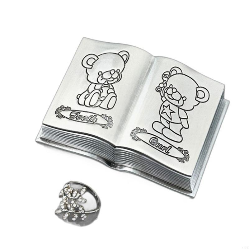 Baby First Tooth and Metal Case Decorative Baby Teeth and Fetal Hair Storage Container Metal Box for Nursery X3UC