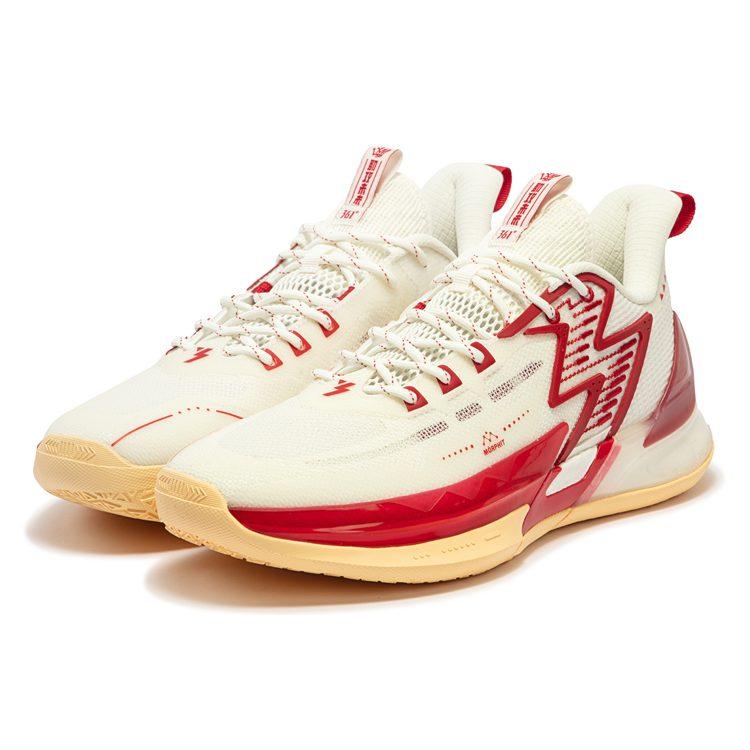 361 BIG3 4.0 PRO Cushioning Slip Resistant Abrasion Resistant Low Top Basketball Shoes Men's Feather White Gym Red 672411102F-2