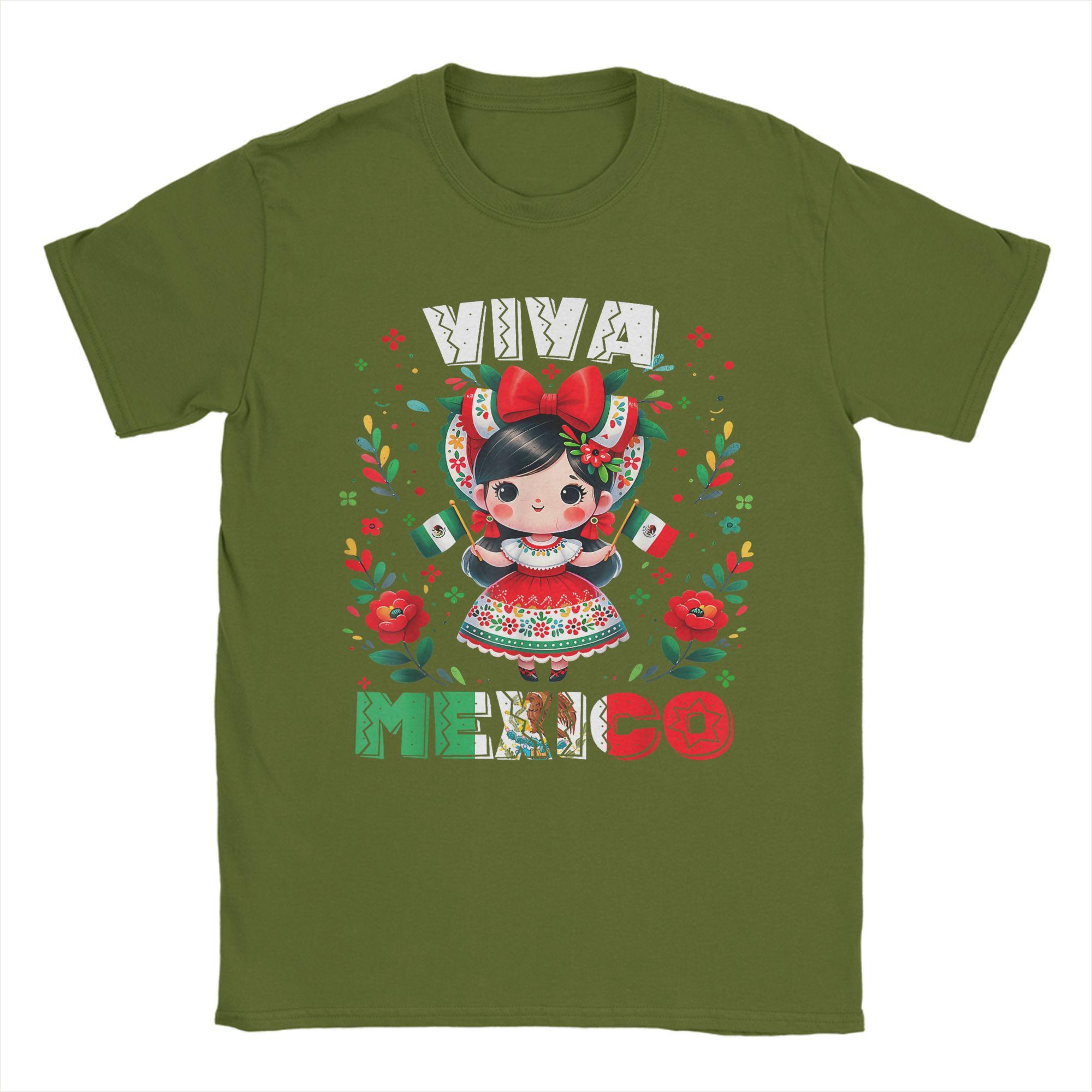 Уникальная футболка Viva Mexico Мексиканская Девушка Флаг День Независимости Футболка для Мужчин С круглым вырезом Футболка с коротким рукавом Топы 4XL