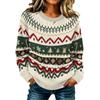 Maglione da Donna Casual a Manica Lunga con Scollo e Stampa Natalizia per le Feste