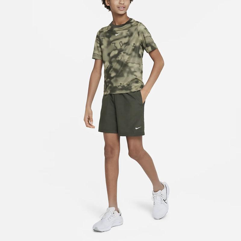 Nike Dri-FIT Multi Camouflage Print Pullover Short Sleeve T-Shirt Kids Tops Khaki-Green DX5392-325