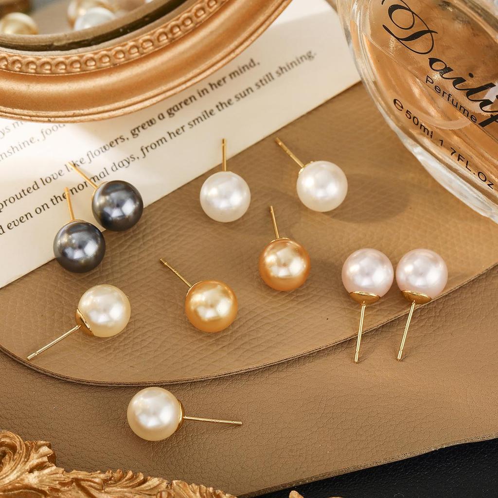 Korean Pearl Stud Earrings Gift Set: Simple, Versatile, Fashionable Silver Needle Accessories