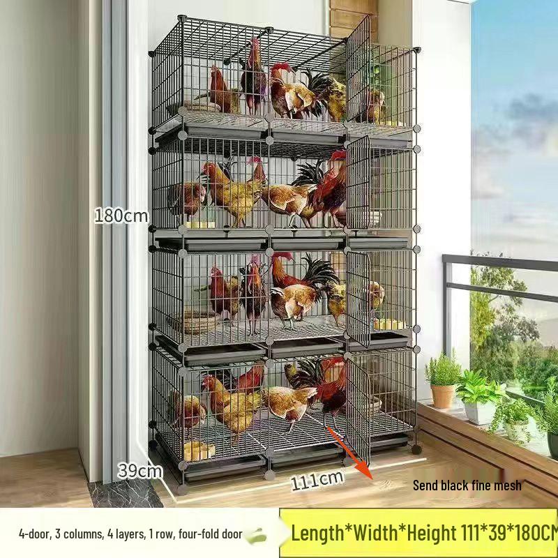 Large Iron Chicken Coop & Rabbit Cage for 20 Birds, 3-Layer, Indoor/Outdoor with Automatic Waste Cleaning