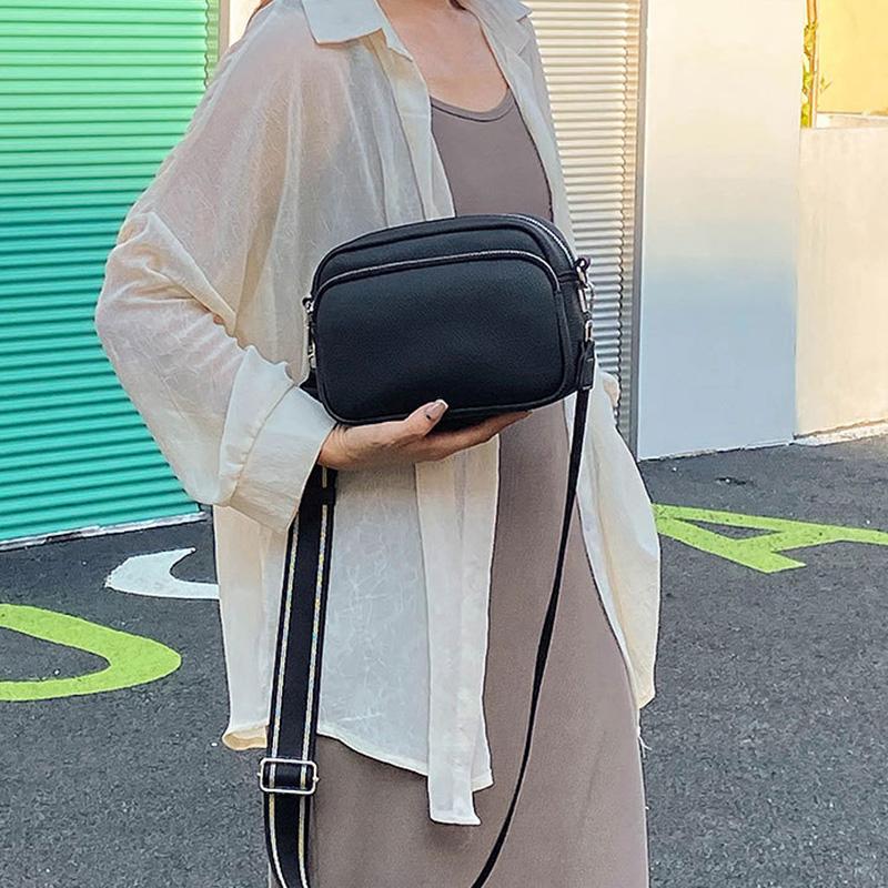 Neue kleine quadratische Tasche mit Litschi-Muster, bequemer Webriemen-Stil, breiter Schulterriemen, kleine Tasche, Umhängetasche für Damen