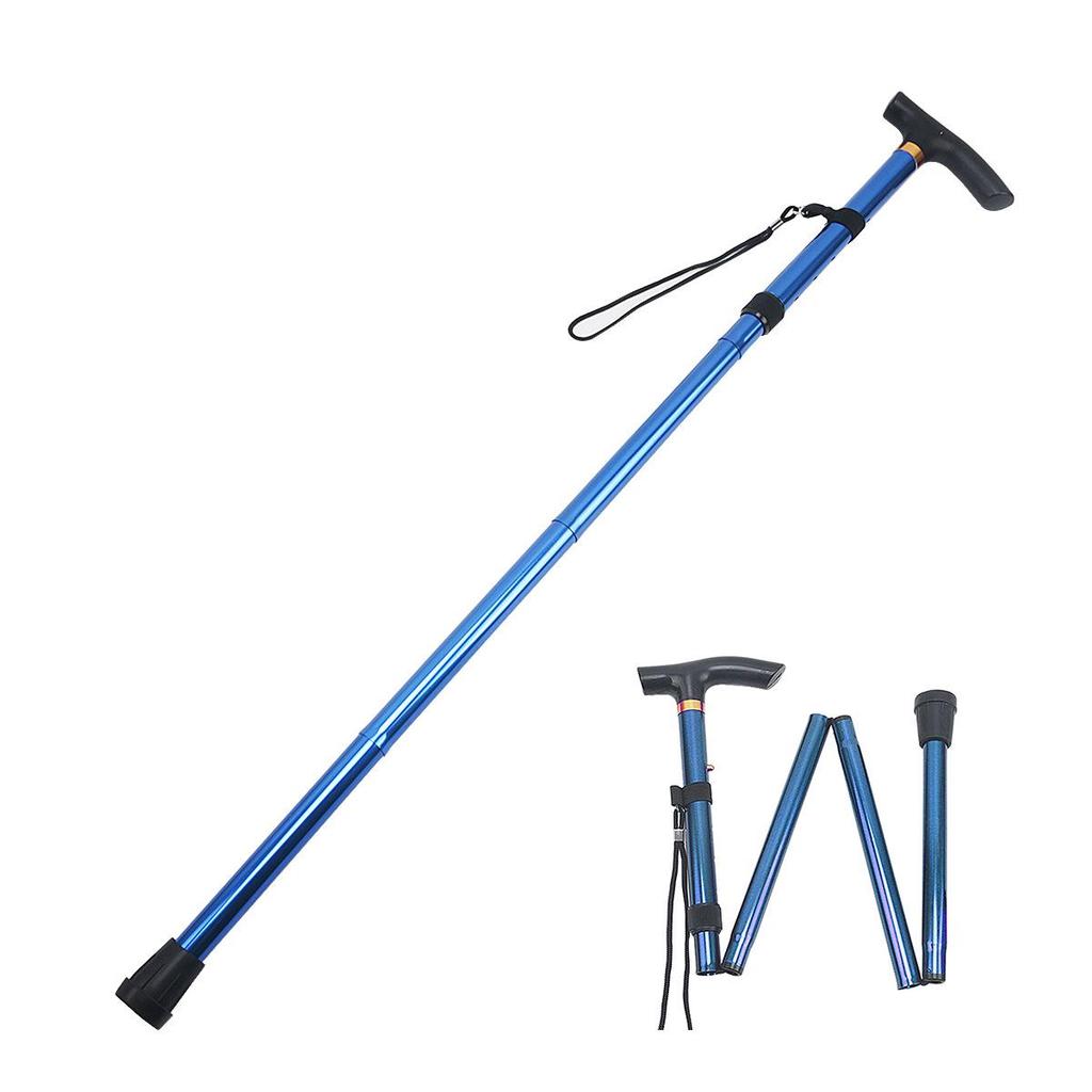 Reinforced Aluminum Telescopic Folding Walking Stick: Adjustable, Non-slip, Four-section Crutch for Hiking