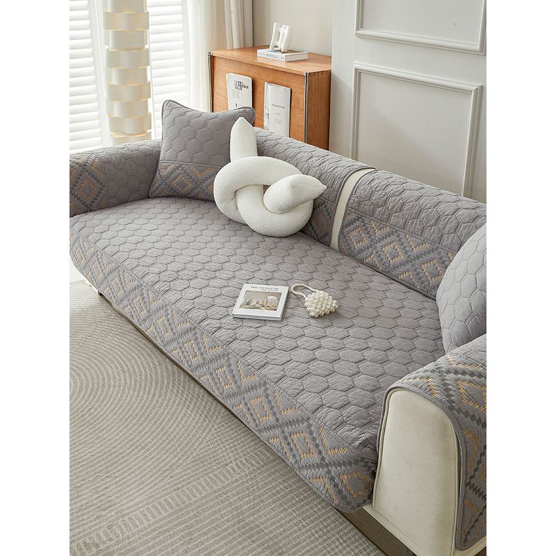 

Creamy-white Pure Cotton Sofa Cushion Fabric Four Season All Cotton Embroider Modern Light Luxury Sofa Non Slip Cover Covers No Pilling Two-tone Diamond-Gray 70*70cm