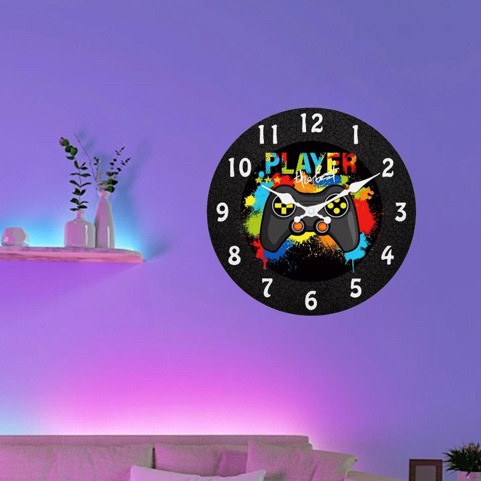 

Gaming Room Wall Clock Hanging Durability, Sturdy Game Decor, Arabic Numerals Creative