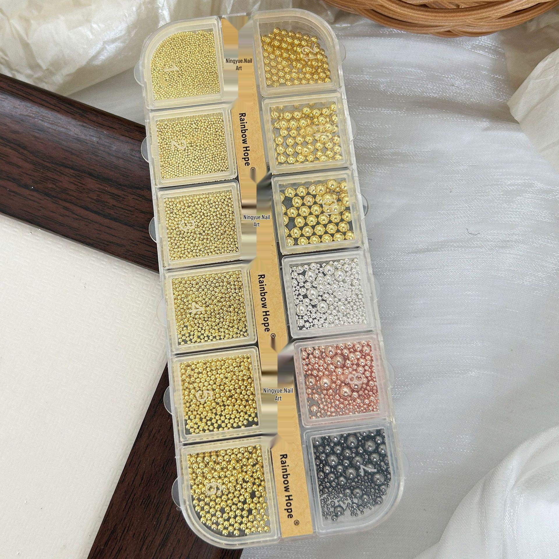 High-Gloss Pearl & Steel Bead Nail Art Set | Rhinestones & Wearable Accessories Kit