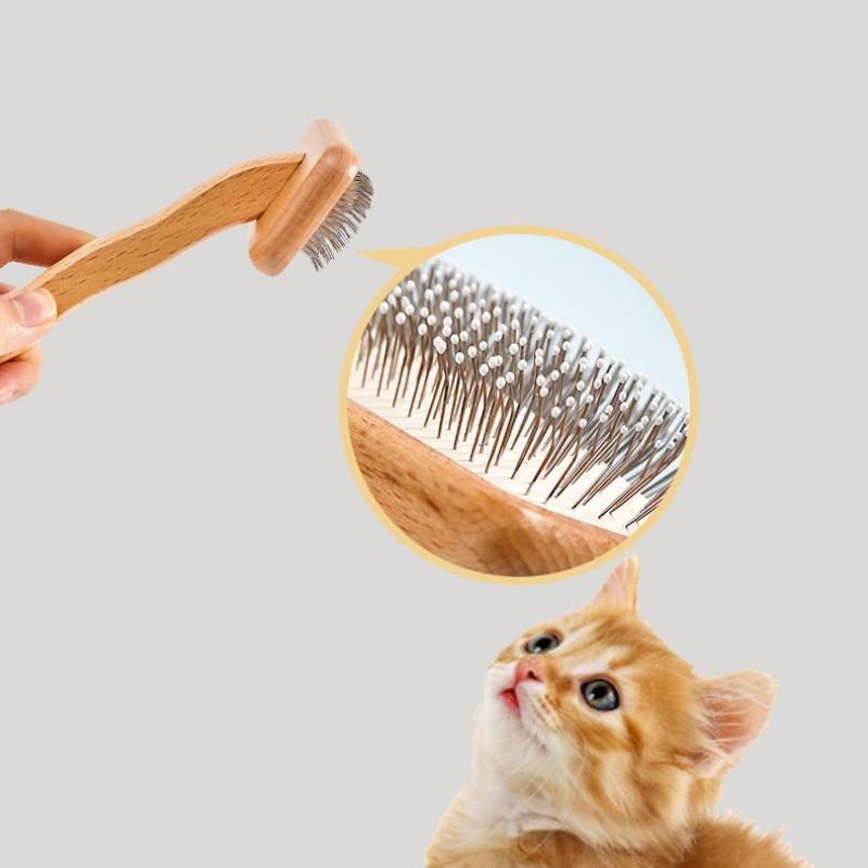 Dog Brush Wooden Dogs Comb Pet Hair Remover Dog Hair Comb Comfortable Handle Combs for Cat Hair Knot Cleaning Massage Cat Brush