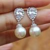 Huitan Romantic Pink/White Imitation Pearl Drop Earrings for Engagement Party Temperament Sweet Women's Earrings Fashion
