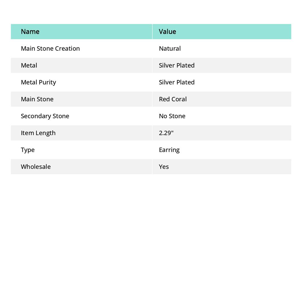 Natural Red Coral Gemstone Handmade Jewelry Earring 2.29" s0a72