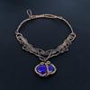 Lapis Lazuli Necklace Handmade Jewelry, 999 Copper Wire Wrapped Necklace Designer Gemstone Jewelry Adjustable Chain Necklace Gift For Mom
