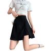Women's Gray High-Waist Irregular Slit A-Line Midi Skirt
