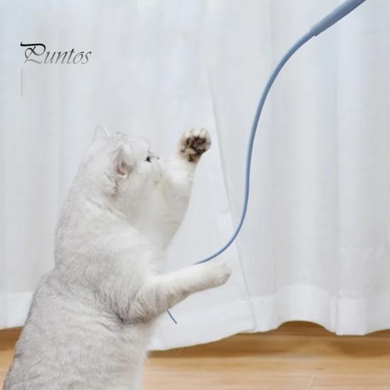 Gato provocando brinquedo silicone mouse cauda gato teaser vara mordida-resistente interativo gato varinha brinquedo para animais de estimação suprimentos
