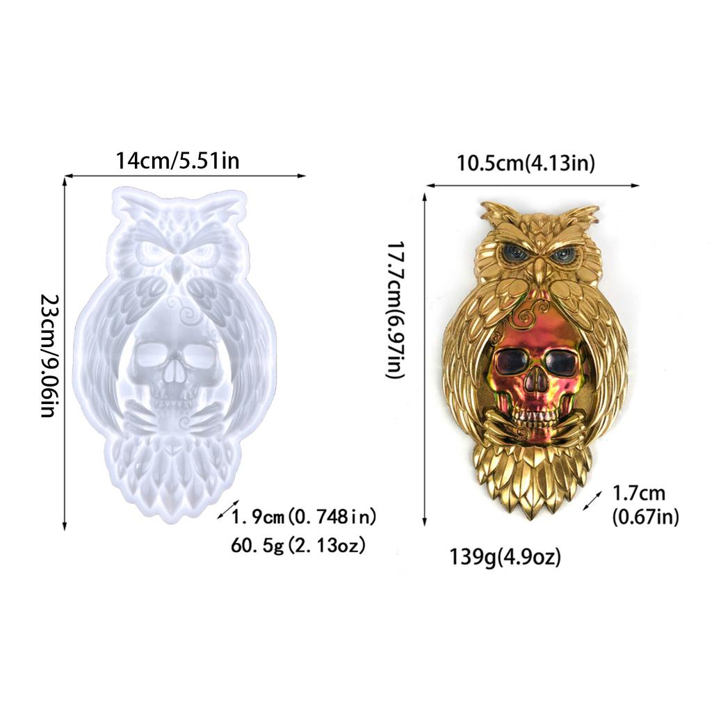 Wandbehang Harzformen Eule Schädel Silikonform Stereo Epoxidharzform für DIY Handwerk Halloween Heimdekoration