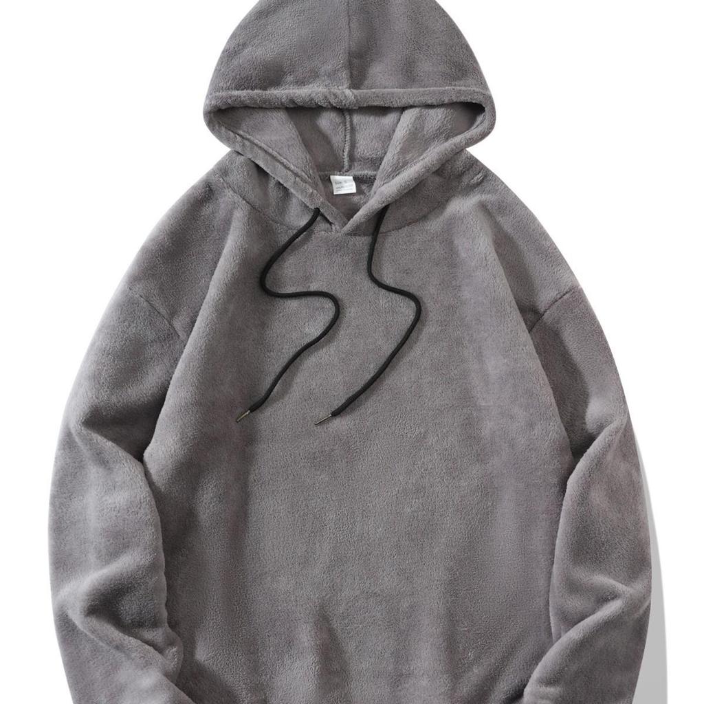 Automne Hiver Pull à Capuche Ample pour Homme Décontracté Polaire Corail Chaud Pull Veste Évacuation de l'Humidité Coupe Confortable Doux pour la Peau Respirant Hauts