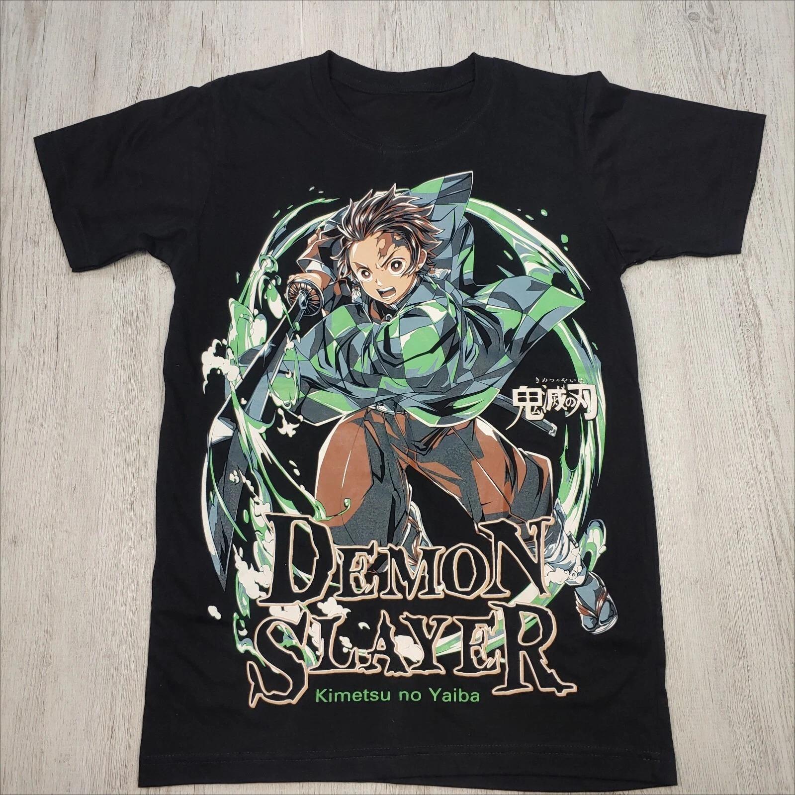 Demon Slayer Kimetsu no Yaiba Tanjiro Graphic TShirt Black Size S Unisex Anime Summer Unisexs and Womens Breathable Tshirt Top S