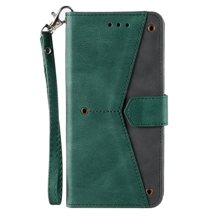 Chic Two-tone Wallet Phone Cases with Card Holder Compatible with iPhone 17 16 15 14 13 12 Samsung Galaxy S25 S24 S23 A56 A55 A54 Handstrap Flip Cover