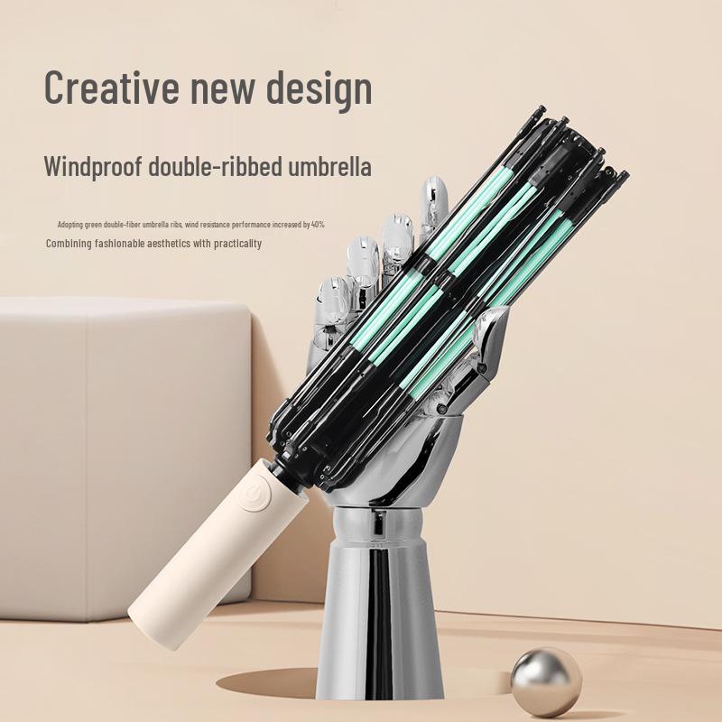 Dual-Purpose Automatic Folding UV Umbrella with 20 Ribs - Reinforced Black Glue for Sun and Rain Protection