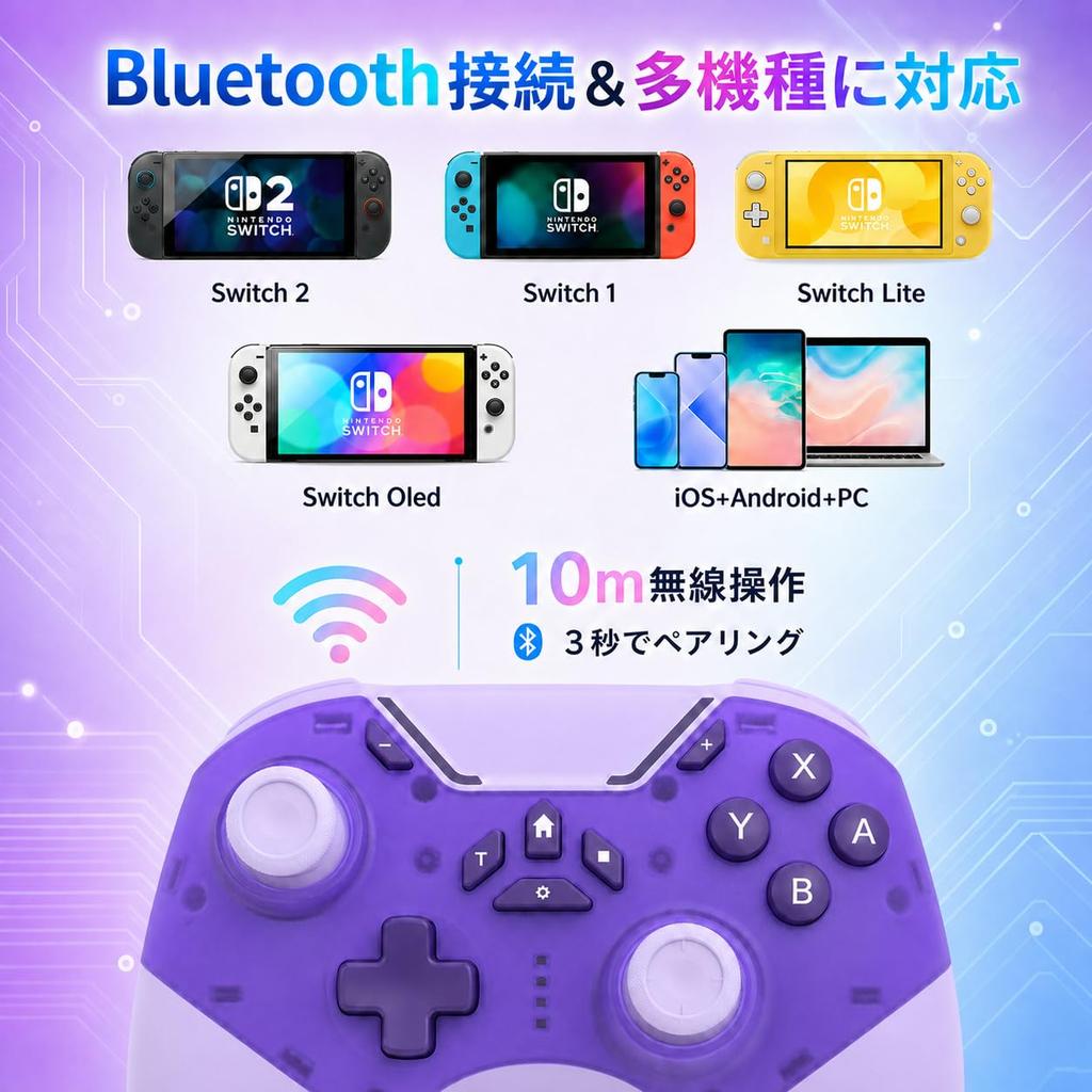 Gameasy For Switch Controller with Sleep Wake Back TURBO Rapid Fire Connection 2/1 Function, Buttons, Macro, Function, Wireless/Wired
