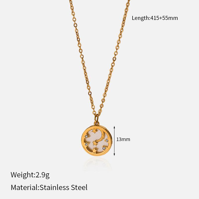 Gold Furnace Craft Necklace Star Moon Sun Pendant Electroplated Titanium Steel Fade Resistant Jewelry